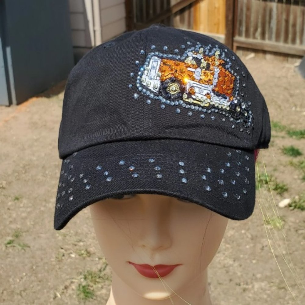 Ladies Black Trucker BLING Hat NEW